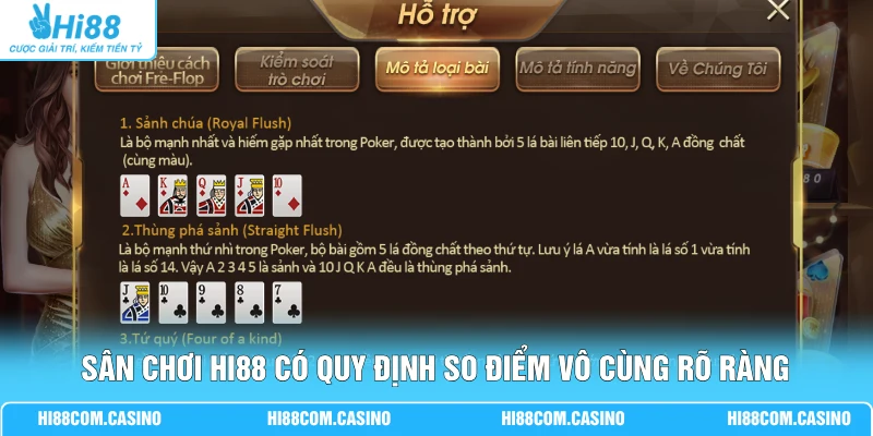 Xì Tố - Nắm Vững 4 Cách Chơi Cơ Bản Cho Hội Viên Mới Sân chơi Hi88 có quy định so điểm vô cùng rõ ràng