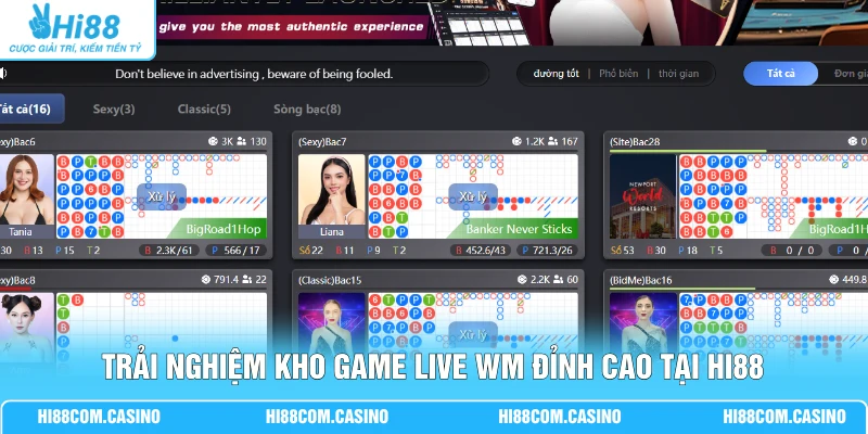 WM Trực Tuyến - Sảnh Live 4K Tích Hợp AI Chống Gian Lận 99% Trải nghiệm kho game live WM đỉnh cao tại Hi88