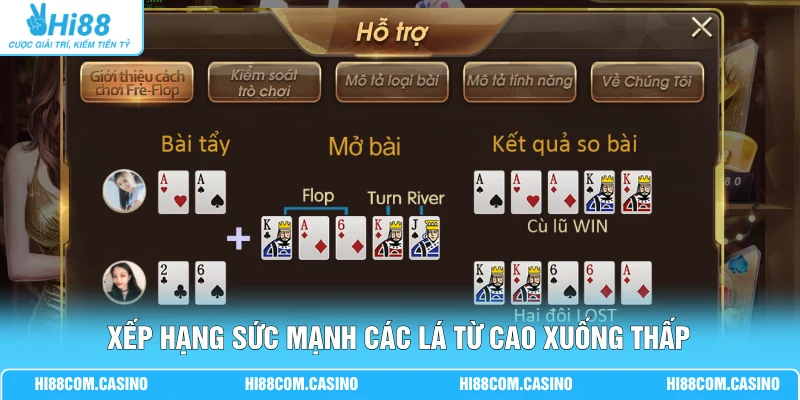 Xì Tố - Nắm Vững 4 Cách Chơi Cơ Bản Cho Hội Viên Mới Xếp hạng sức mạnh các lá từ cao xuống thấp